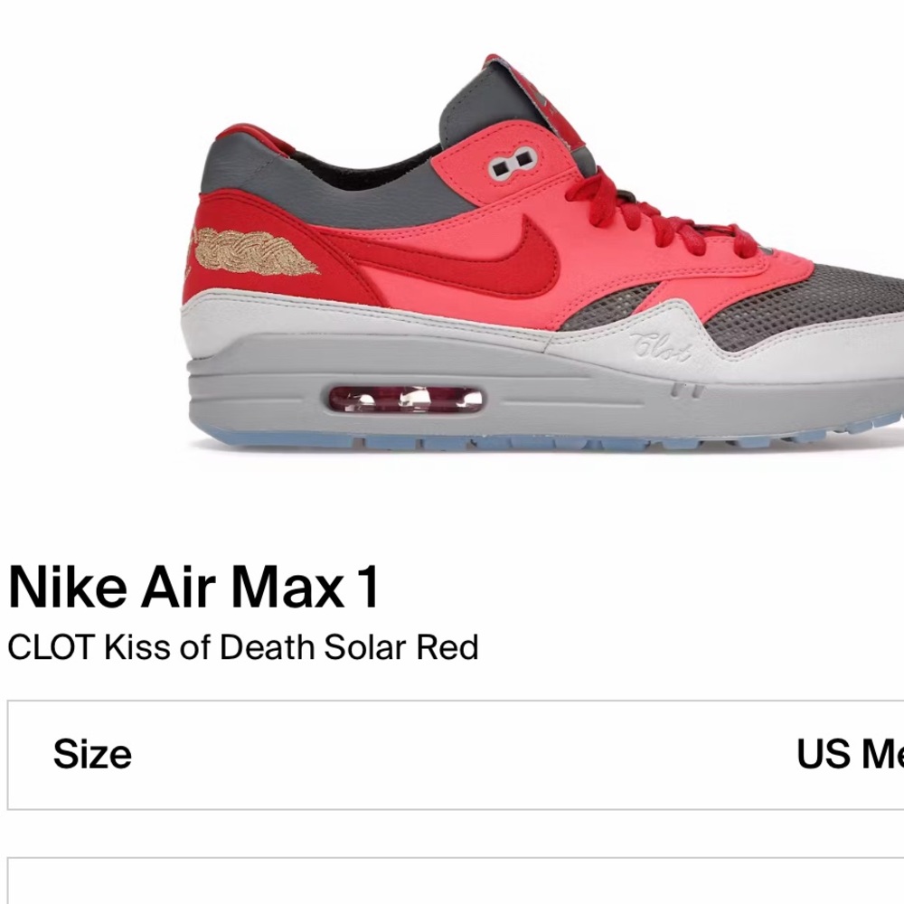 Nike Air Max 1

CLOT Kiss of Death - Solar Red
